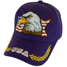 Men's Patriotic Large Eagle USA Adjustable Baseball Cap (Purple)