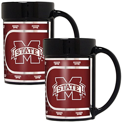 NCAA Mississippi State Bulldogs Coffee Mug Set with Metallic Graphics (2-Piece), 15-Ounce, Black