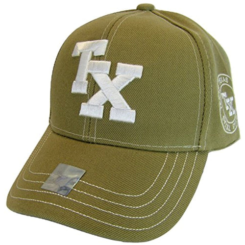 Texas TX Side Circle Adjustable Baseball Cap (Khaki)