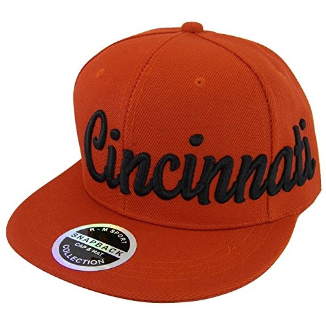 Cincinnati Men's Offset Cursive Script Adjustable Snapback Baseball Cap (Red)