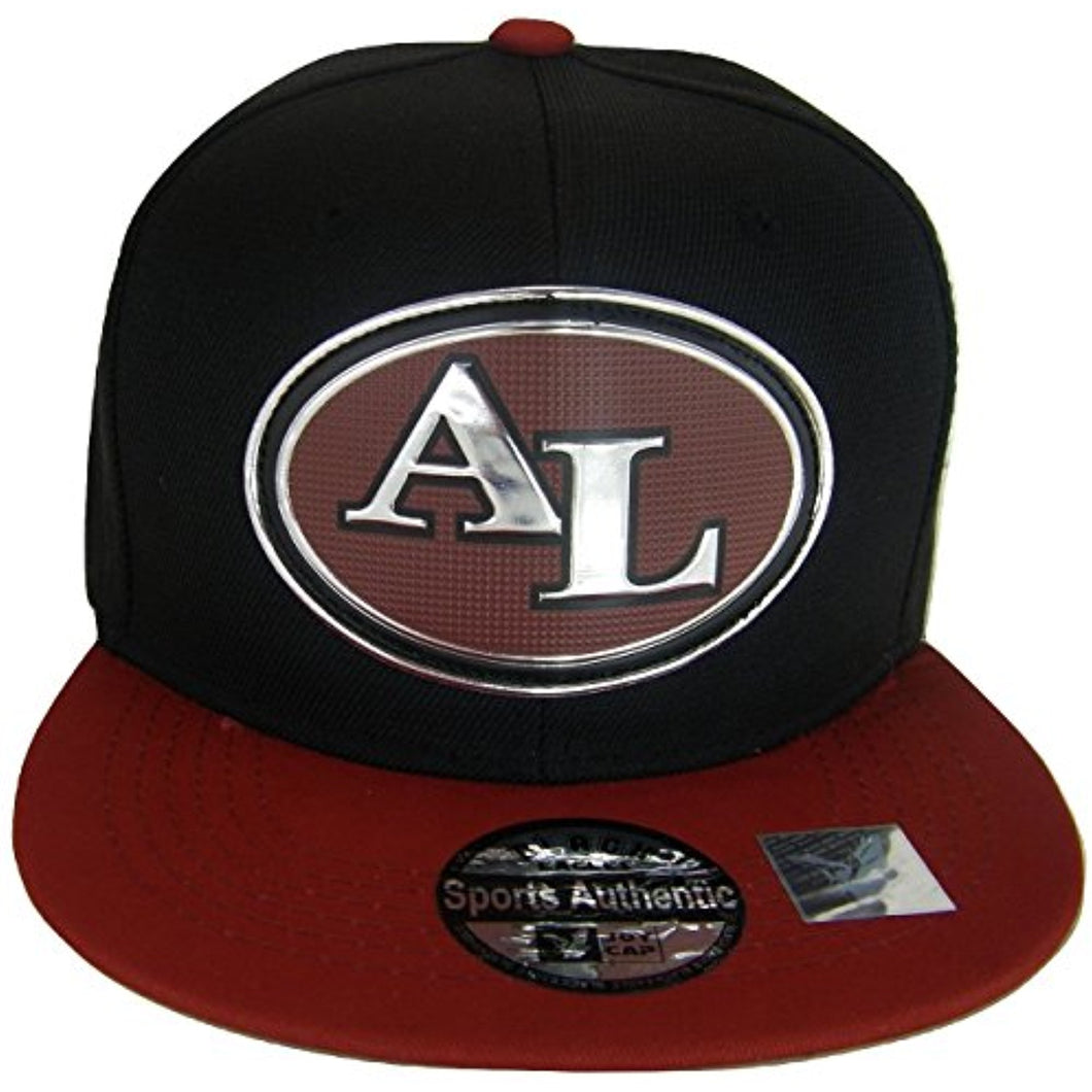 Alabama AL Oval Style Cotton Adjustable Snapback Baseball Cap (Black/Crimson)