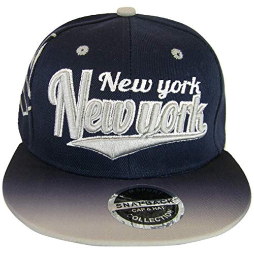 New York Fade Top Printed Bill Adjustable Snapback Baseball Cap (Navy/Gray)