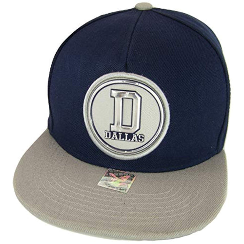 Dallas D Patch Style Adjustable Snapback Baseball Cap (Navy/Gray)
