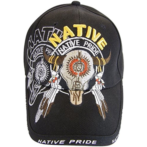 Native Pride Bull Men's Adjustable Baseball Cap (Black)