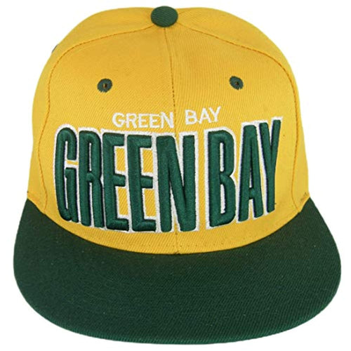 Green Bay Bold Script Men's Adjustable Snapback Baseball Caps (Gold/Green)