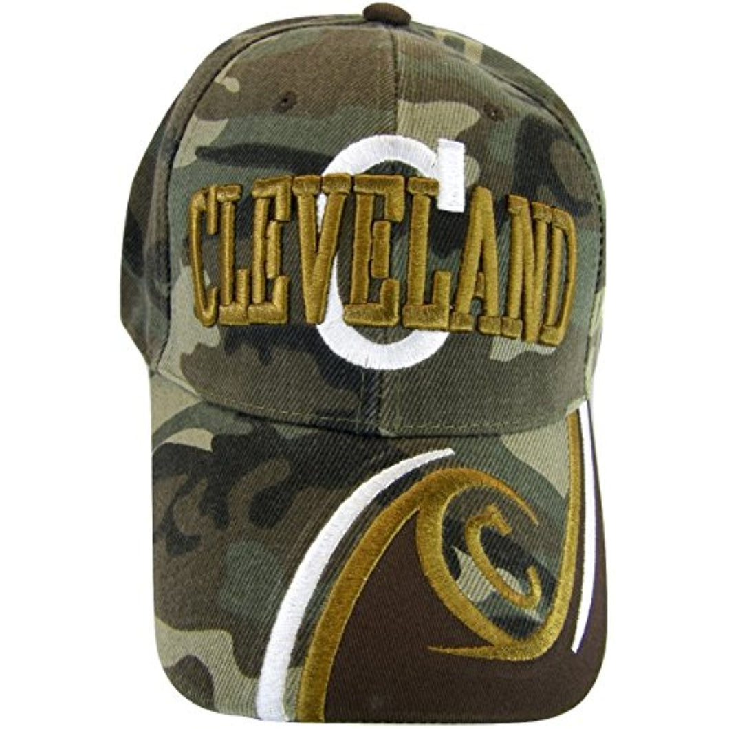 Cleveland Men's C Wave Pattern Adjustable Baseball Cap (Camouflage/Brown)