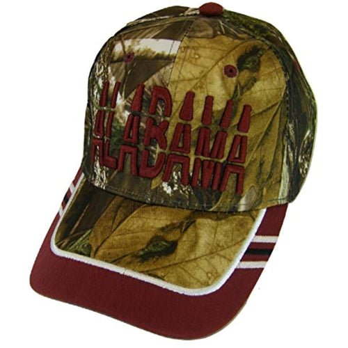 Alabama Window Shade Font Men's Adjustable Baseball Cap (Camo/Crimson)