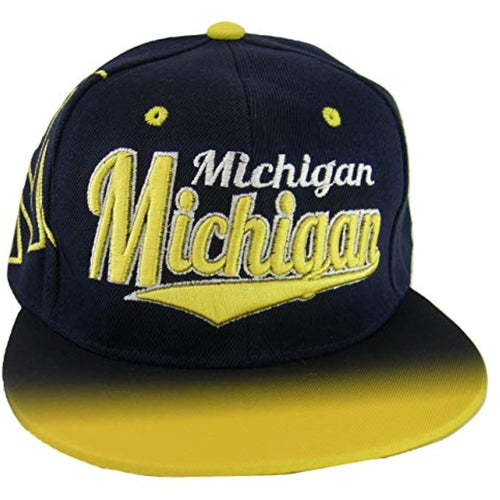 Michigan Fade Top Printed Bill Adjustable Snapback Baseball Cap (Navy/Gold)