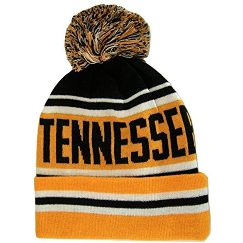 Tennessee Adult Size Striped Winter Knit Beanie Hats (Orange)