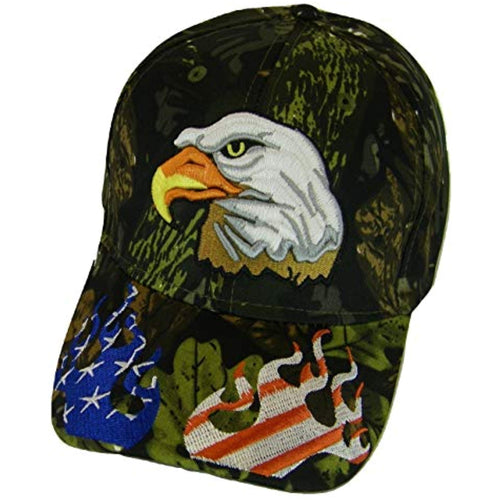 USA Men's Patriotic Eagle Adjustable Baseball Cap (Flames Camo)