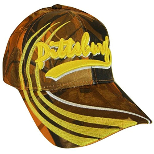 Pittsburgh Men's Striped 2-Tone Adjustable Baseball Cap (Orange Camo)