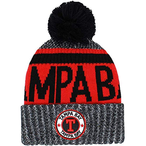 Tampa Bay Men's Winter Knit Original Pom Beanie (Black/Red)