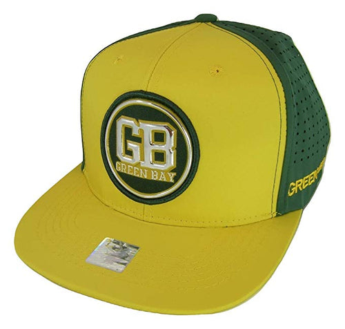 Green Bay Men's Patch Style Breathable Snapback Baseball Cap (Gold/Green)