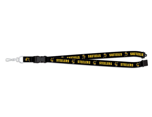 NFL Pittsburgh Steelers Throwback Retro Deluxe 2-sided Lanyard Breakaway Clip w/J-Hook Keychain Football