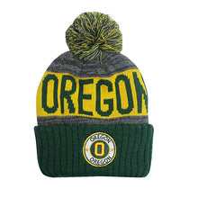 Oregon Men's Winter Knit Landmark Patch Pom Beanie (Green/Gold)