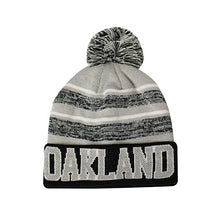 Oakland Men's Blended Stripe Winter Knit Pom Beanie Hat (Black/Gray)