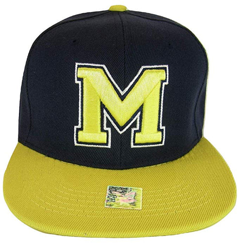 Michigan M Adjustable Snapback Baseball Cap (Gold/Navy)