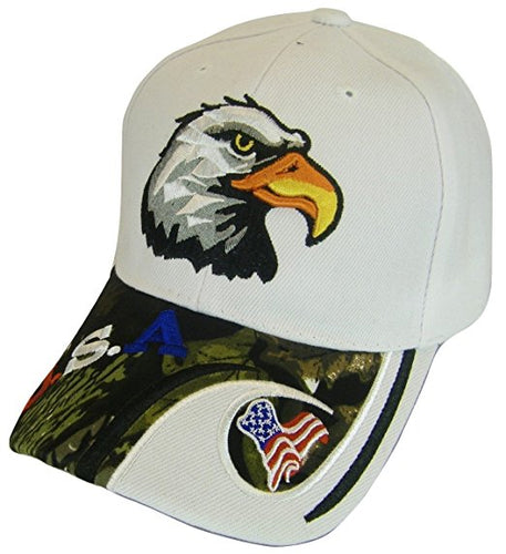 USA Men's Patriotic Eagle Adjustable Baseball Cap (USA/Flag White)