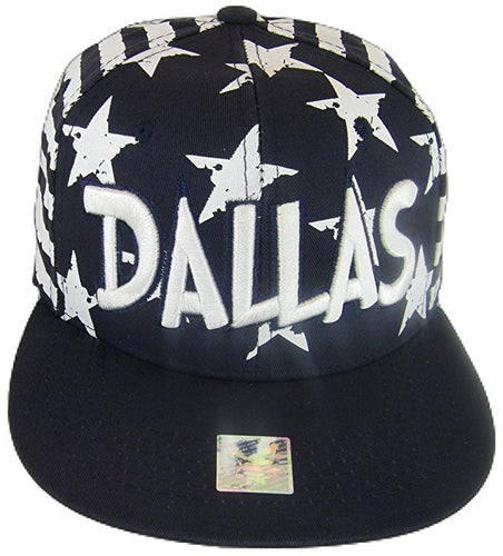 Dallas Texas Large Star Cotton Adjustable Snapback Baseball Cap (Stars Navy)