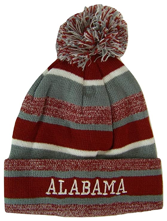 Alabama Adult Size Winter Knit Beanie Hats (Striped)