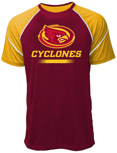 NCAA Iowa State Cyclones Men's Contrast Stitch Tee, Crimson/Gold