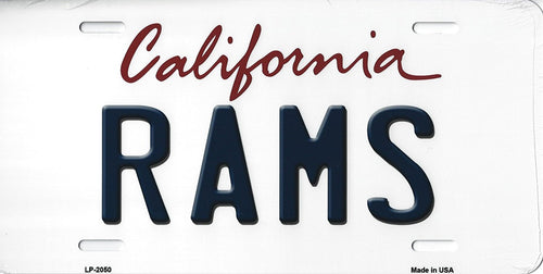 Rams California State Background Novelty Metal License Plate Tag (Rams)