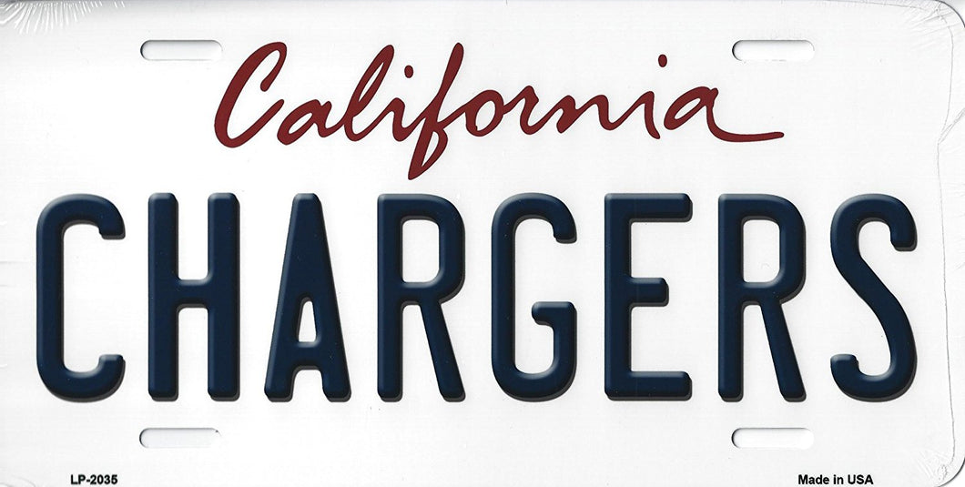 Chargers California State Background Novelty Metal License Plate Tag (Chargers)