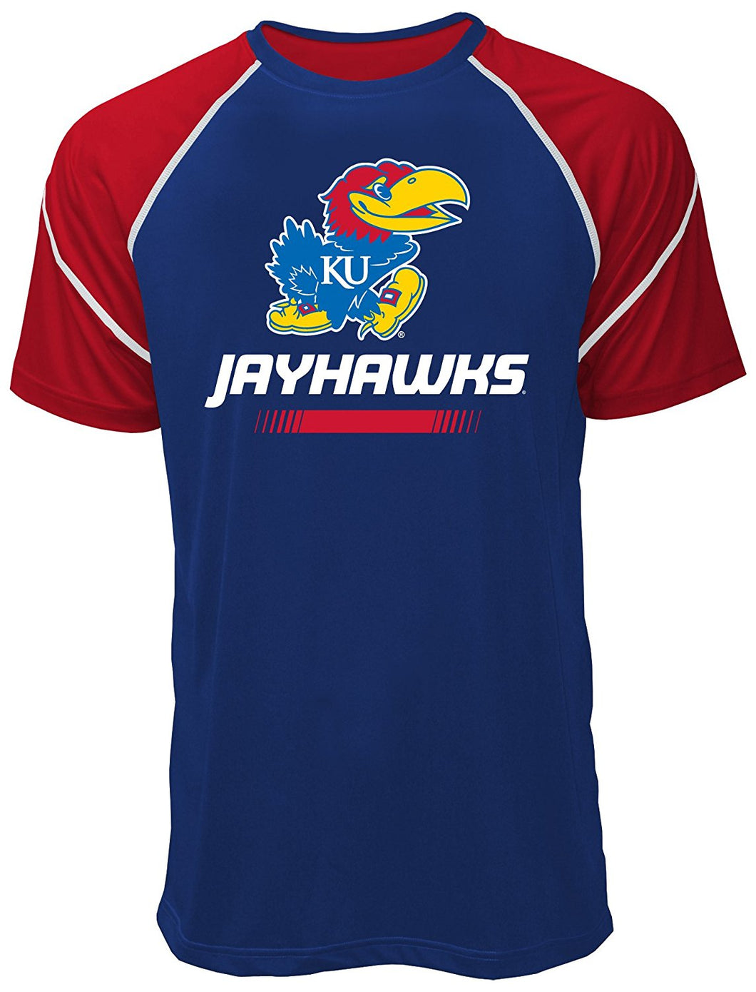 NCAA Kansas Jayhawks Men's Contrast Stitch Tee, Royal/Red