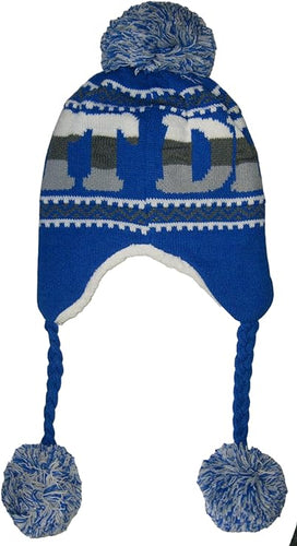 Detroit City Name Winter Hat with Ear Flaps and Hanging Poms