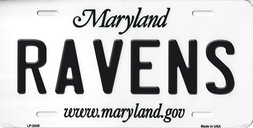 Ravens Maryland State Background Novelty Metal License Plate Tag (Ravens)