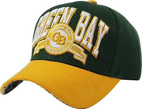 Green Bay Team Color City Name Embroidered Baseball Cap