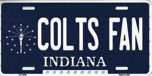 Colts Indiana State Background Novelty Metal License Plate Tag (Colts Fan)