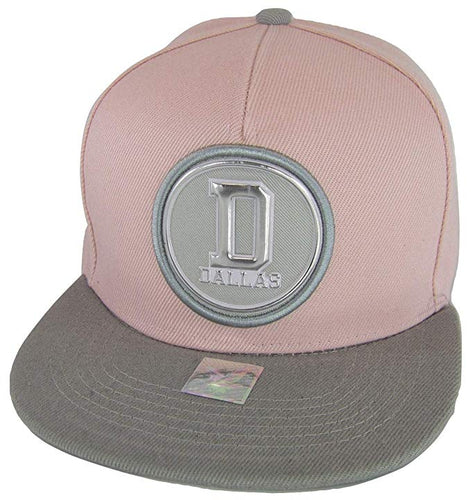 Dallas D Patch Style Adjustable Snapback Baseball Cap (Pink/Gray)