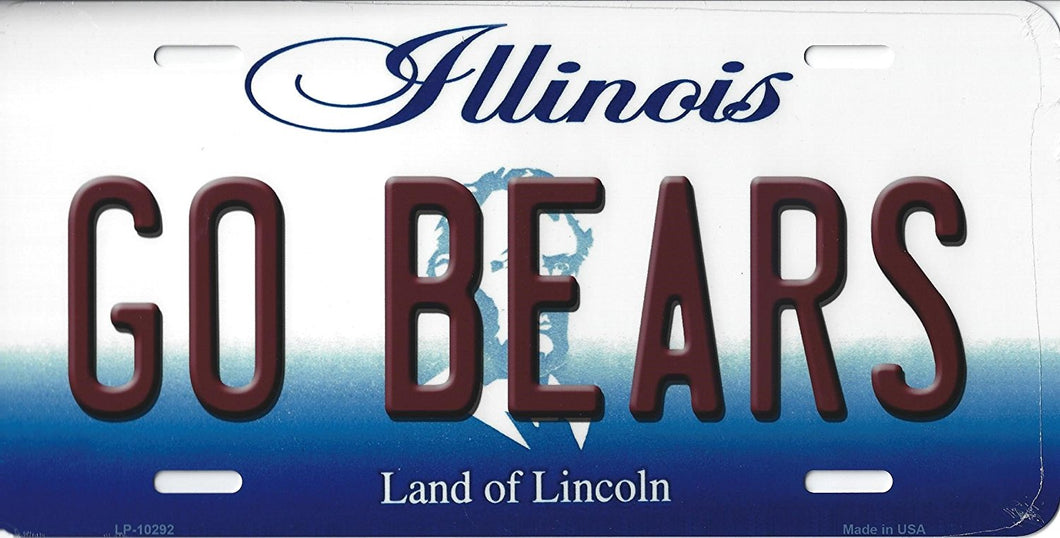 Bears Illinois State Background Novelty Metal License Plate Tag (Go Bears)