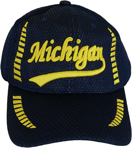 Michigan Men's Summer Mesh Adjustable Baseball Cap (Dark Blue)