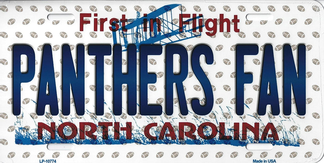 Panthers North Carolina State Background Novelty Metal License Plate Tag (Panthers Fan)