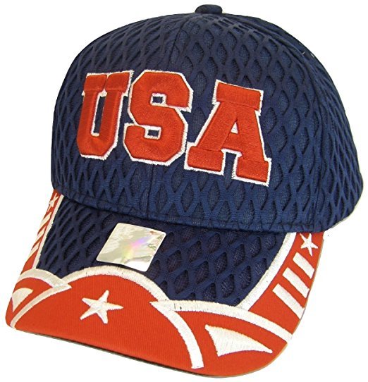 USA Men's Summer Mesh Adjustable Baseball Cap (Navy)