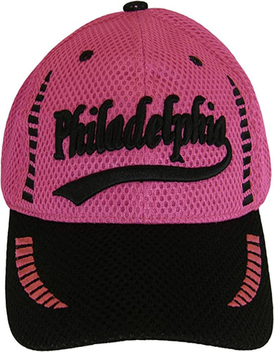 Philadelphia Men's Summer Mesh Adjustable Baseball Cap (Hot Pink/Black)