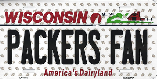 Packers Wisconsin State Background Novelty Metal License Plate Tag (Packers Fan)