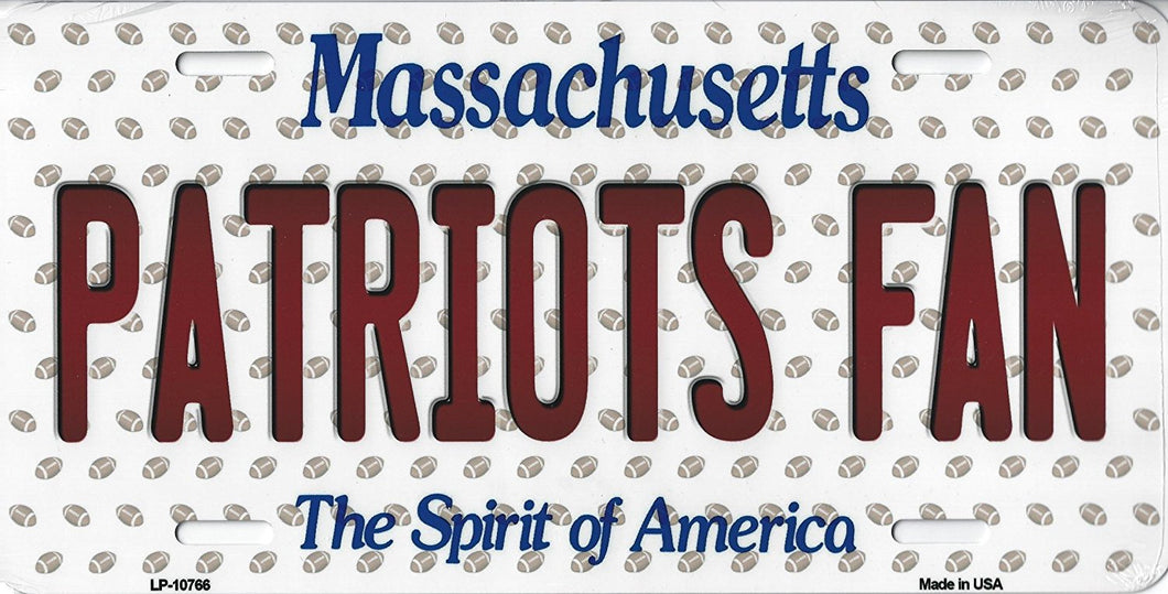 Patriots Massachusetts State Background Novelty Metal License Plate Tag (Patriots Fan)