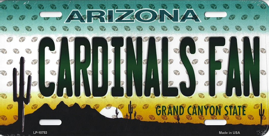 Cardinals Arizona State State Background Novelty Metal License Plate Tag (Cardinals Fan)