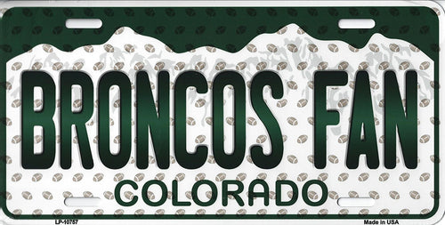 Broncos Colorado State Background Novelty Metal License Plate Tag (Broncos Fan)