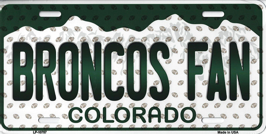 Broncos Colorado State Background Novelty Metal License Plate Tag (Broncos Fan)