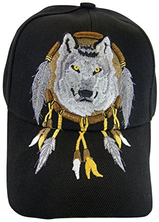 Native Pride Wolf Men's Adjustable Baseball Cap (S2-Black)