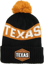 Texas Winter Knit 3D Rubber Patch Pom Beanie Hat (Black/Dark Orange)