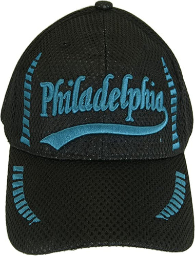 Philadelphia Men's Summer Mesh Adjustable Baseball Cap (Black)