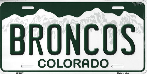 Broncos Colorado State Background Novelty Metal License Plate Tag (Broncos)