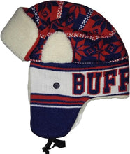 Buffalo City Name Adult Size Fleece Lined Trapper Hat with Ear Flaps (Royal/Red)