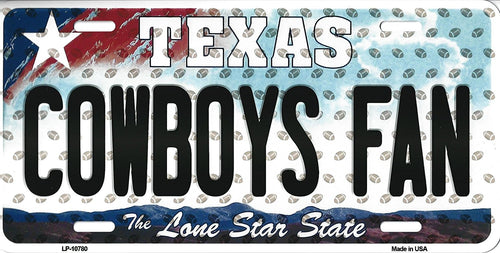 Cowboys Texas State Background Novelty Metal License Plate Tag (Cowboys Fan)