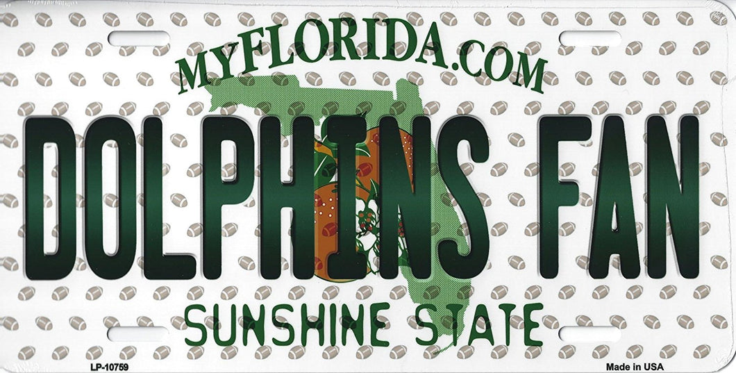 Dolphins Florida State Background Novelty Metal License Plate Tag (Dolphins Fan)